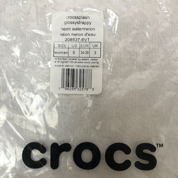 Crocs Splash Glossy Strappy Neon Watermelon Women’s Slip-On Sandals Size 5 NWT - Picture 15 of 15